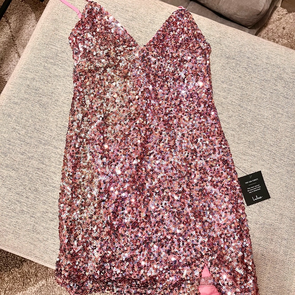 Lulu's Vibrant Sequined Pink Party Dress Bodycon